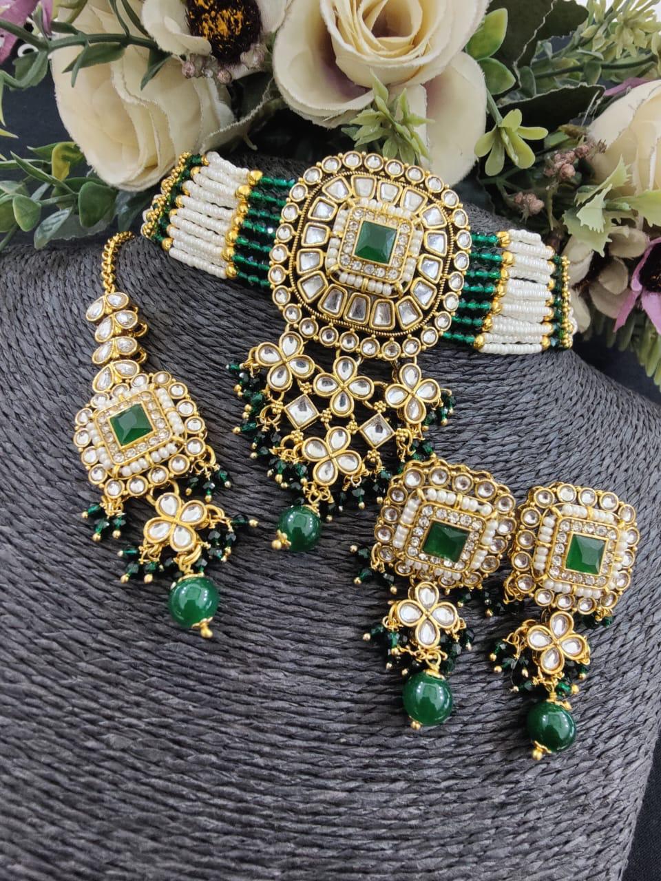 T.K Collection Premium quality Choker Set | Indian Jewelry | Bridal Jewelry | Festive Necklace Set | Partywear Choker Set | Wedding Jewelry Set