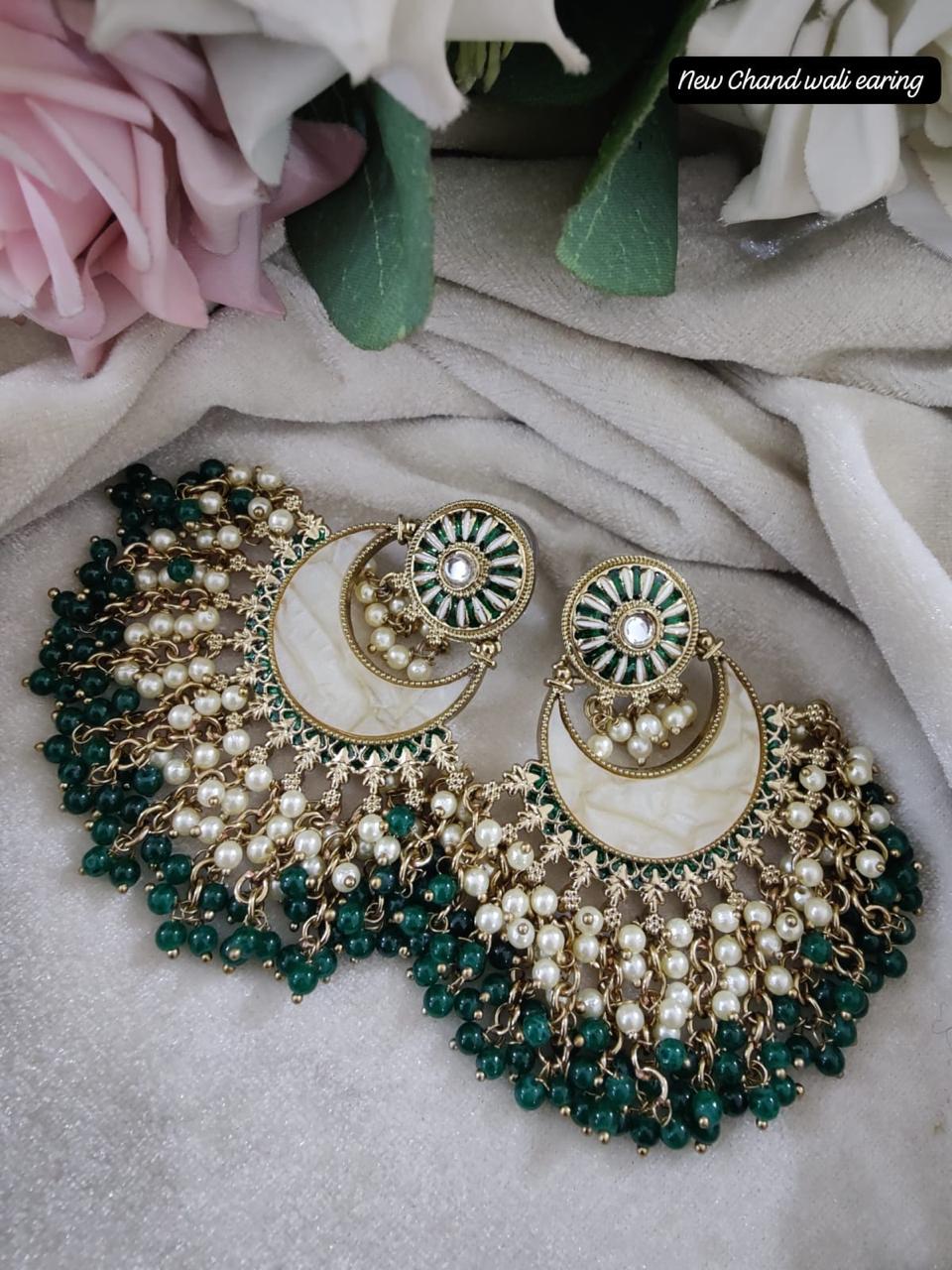 Kundan earrings/Polki/ Kundan Chandbali/ Indian Earrings/ pearl earrings /Pakistani Earrings / bollywood Earrings /Kundan Jewelry
